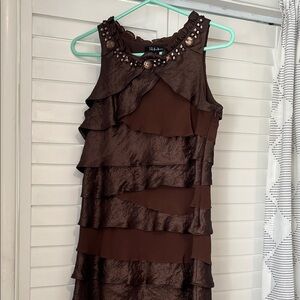 S.L. Fashions Chocolate Layered Mini Dress
